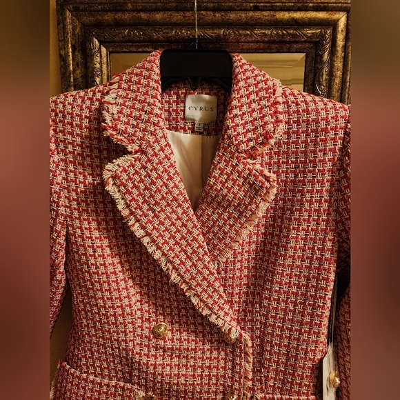 Cyrus red tweed double breasted blazer - Picture 4 of 5